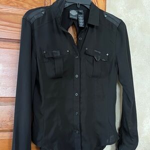 Harley-Davidson Women’s Black Long Sleeve Button Down Biker Shirt Size S